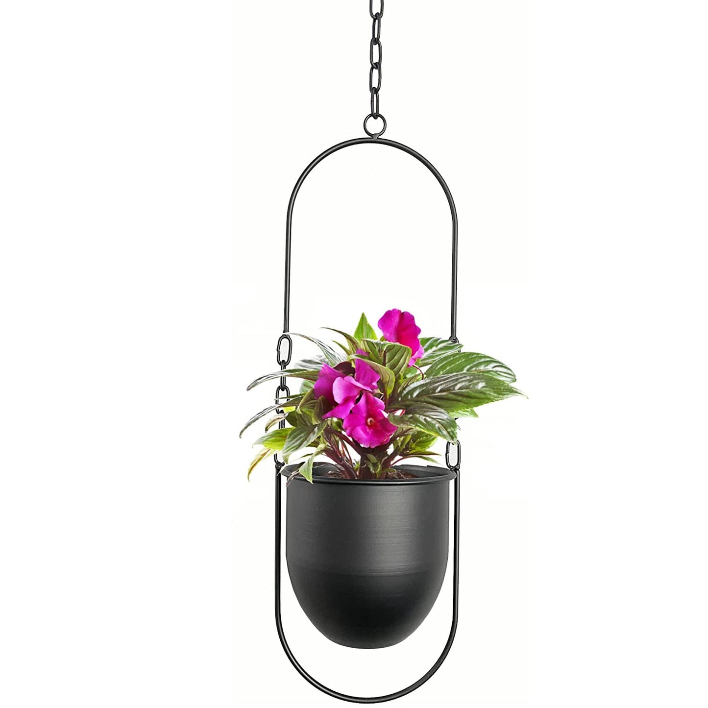 JUSUFU Metal Hanging Planters for Indoor and Outdoor Plants (Black)