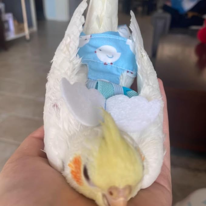 Adjustable Bird Diaper Harness Flight Suit Clothes with 80 Inch Flying Leash Rope for Parrots Conure Cockatiel (Yellow,S)
