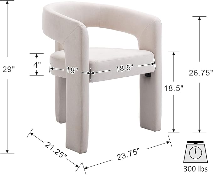 VESCASA Linen Barrel Dining Chair