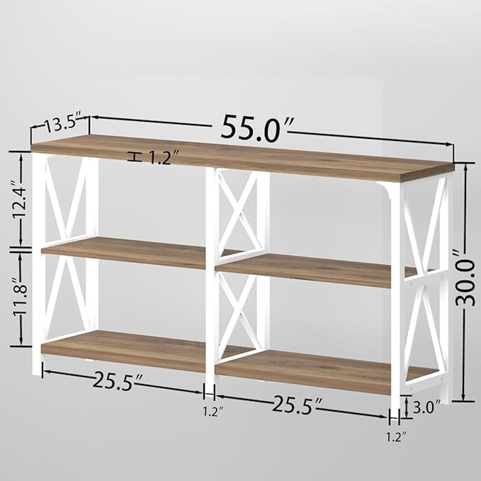LVB Farmhouse Entryway Table, Industrial Wood Sofa Table