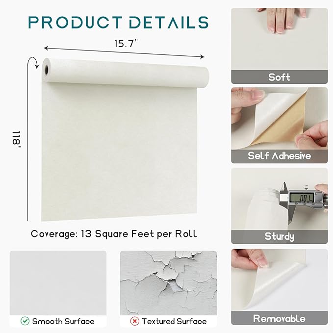 VEELIKE Self Adhesive Off-White Velvet Drawer Liner