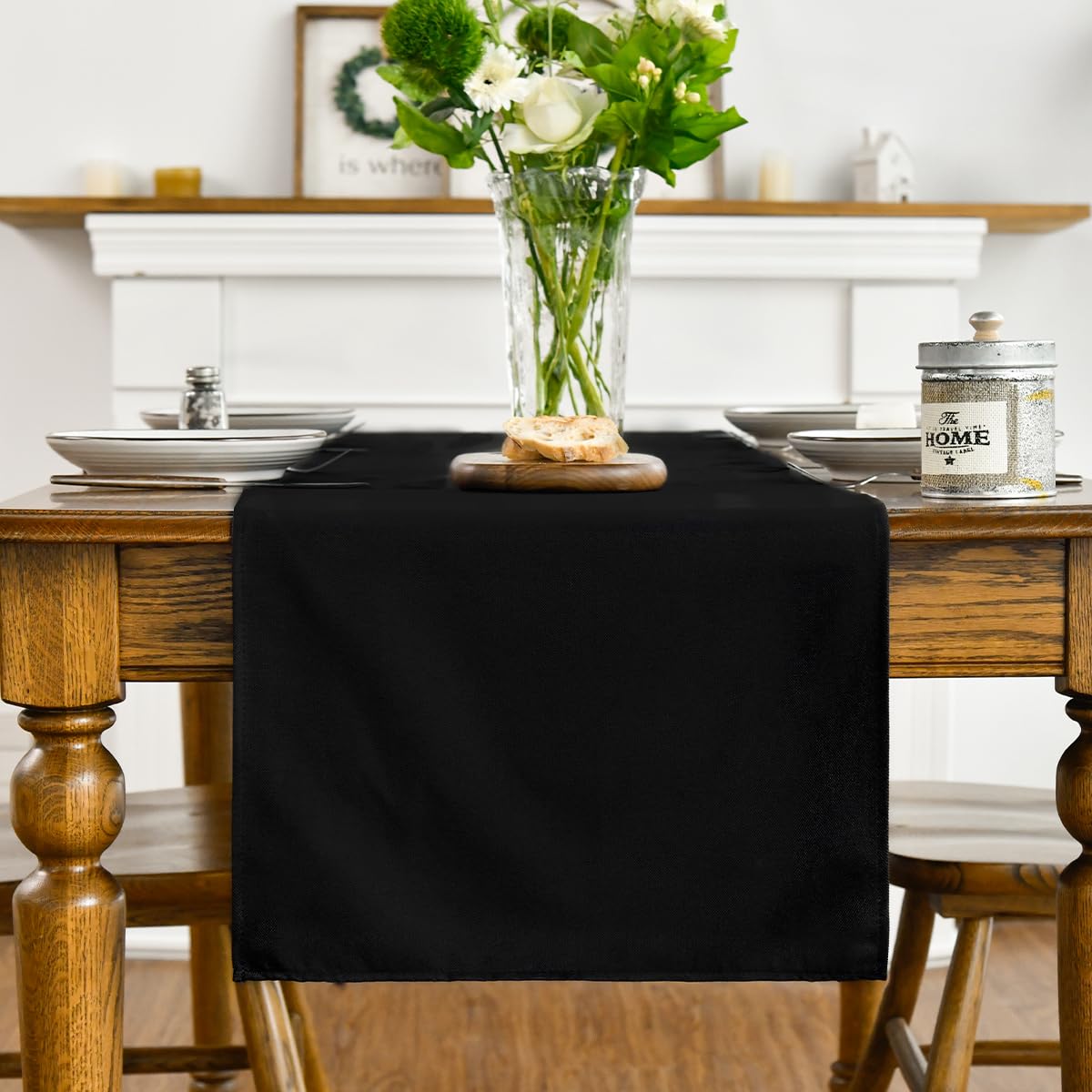 Artoid Mode Black Table Runner, Seasonal Halloween Washable Kitchen Dining Table Decoration for Home Party Decor 13x120 Inch