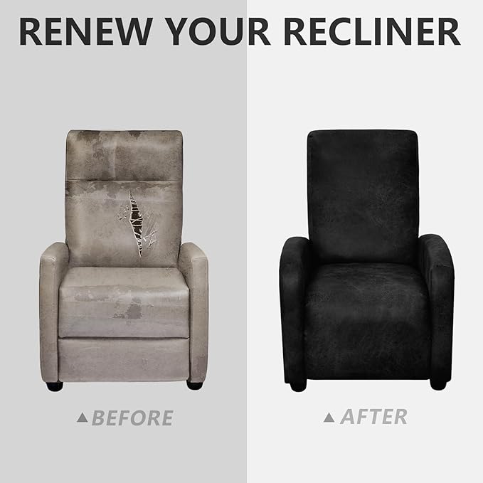 ANARACHON Recliner Chair Covers Leather Look Recliner Cover 4-Piece Slipcovers