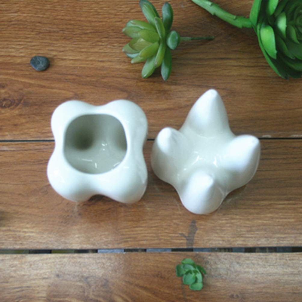 DOITOOL Teeth Shaped Ceramic Plant Pot 3.93X2.75X1.57In White Succulent Planter Pot Container for Indoor Plants Home Ornament Desktop Decoration
