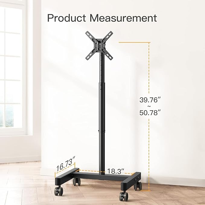 Perlegear Rolling TV Stand, Mobile TV Stand on Wheels
