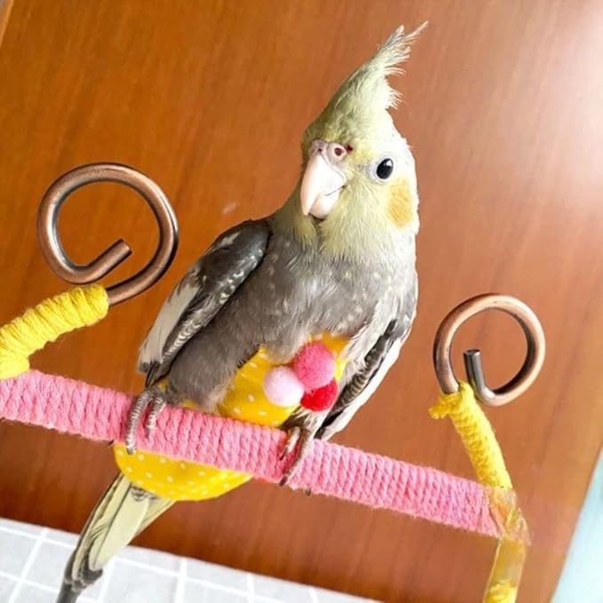 Bird Flight Suits Diapers, Parrot Flight Suits Diapers for Monk Parakeets, Cockatiels Flight Suits, Parrot Clothes, Bird Training Nappy Suit Liners Clothes (Yellow,Budgier)
