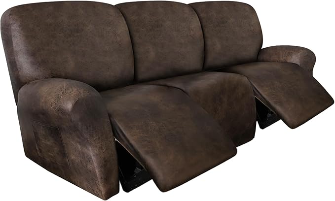 ANARACHON Leather Look Recliner Couch Cover 8-Piece Recliner Sofa Slipcovers 3