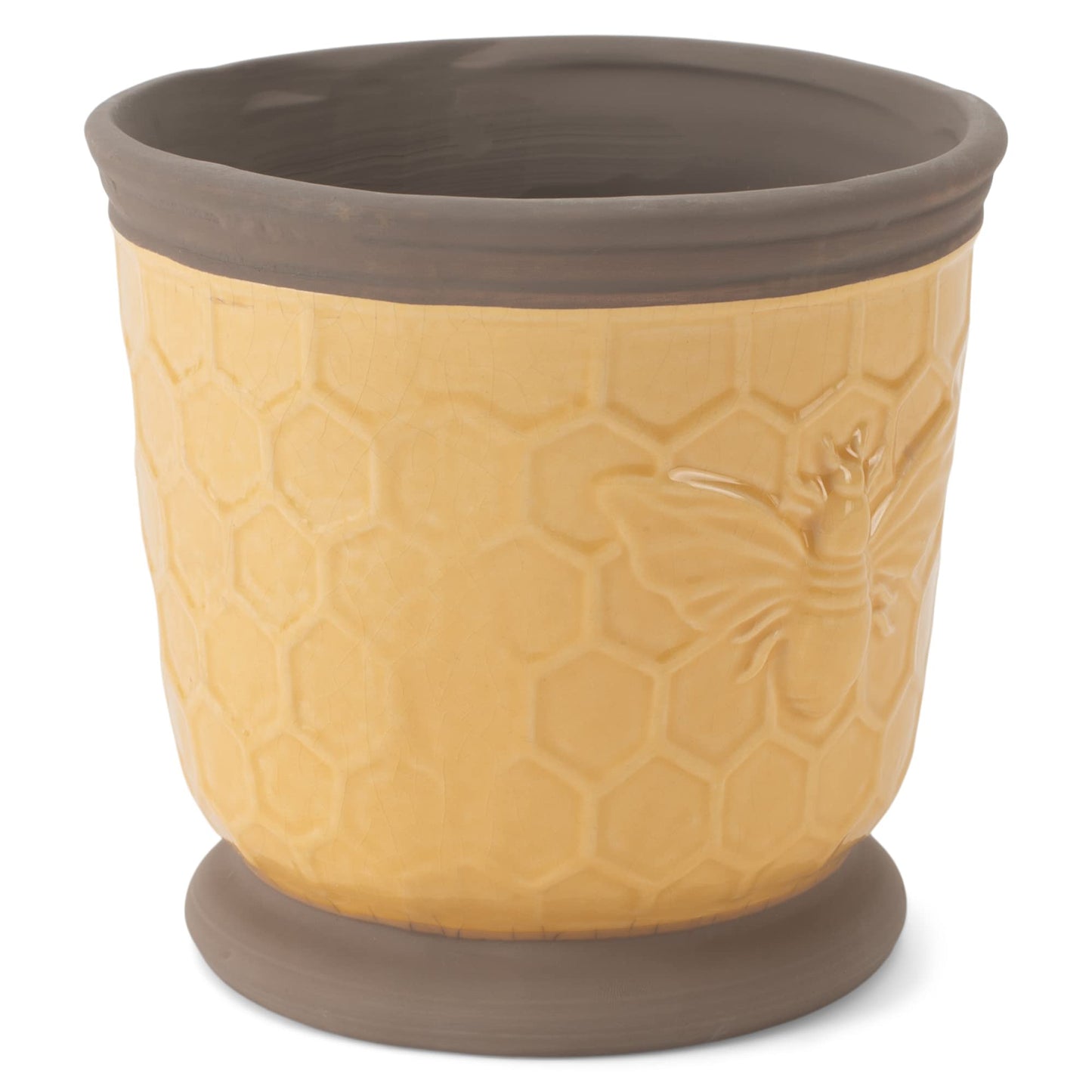 Napco 21881 Industrial Vintage-Honeycomb Bee Ceramic Planter/Cache Pot, Round 4.75 x 4.75 x 4.75 Inch