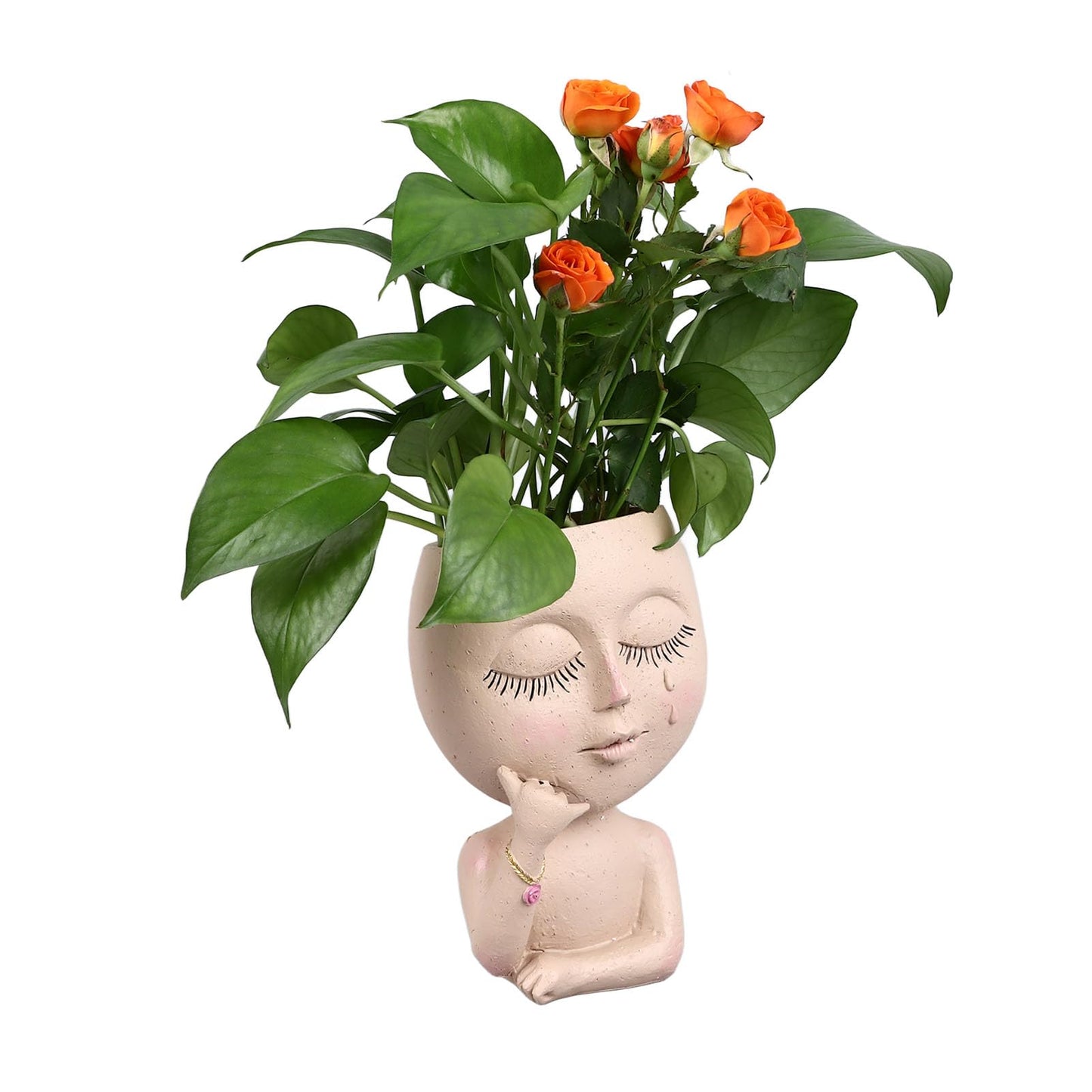 Rjrjc Face Planter Pots Resin Home Head Planter Face Flower Pot Head Planter for Indoor Outdoor Plants with Drainage Hole Sturdy Durable DIY Gift for Garden Balcony Decor