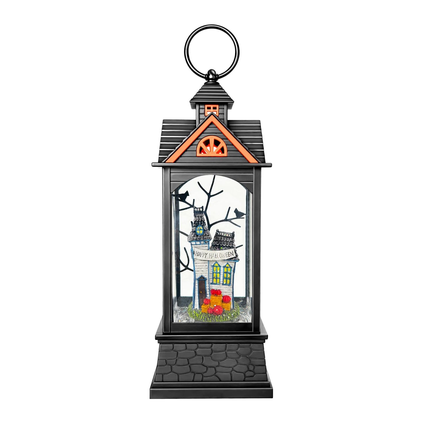AOMIL Halloween Snow Globe Lantern, Spooky Ghost Halloween Decor, Plug-in & Battery Operated Snow Globes for Halloween Decorations Indoor