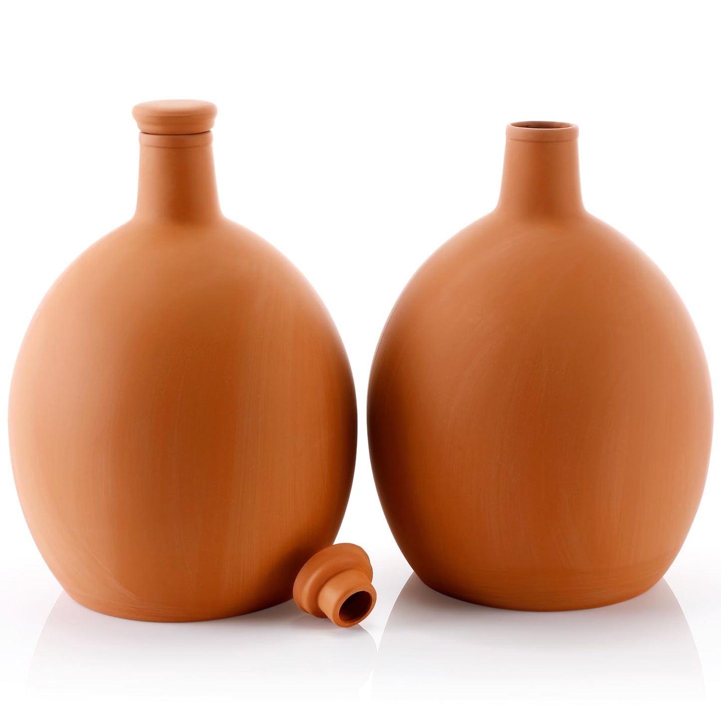 Ferrochef 2 Pcs Large Terracotta Watering Pots 118 oz Ollas Self-Watering Pots Terracotta Watering Globes with Lid Plant Irrigation System for Indoor Outdoor Plants Raised Beds Garden