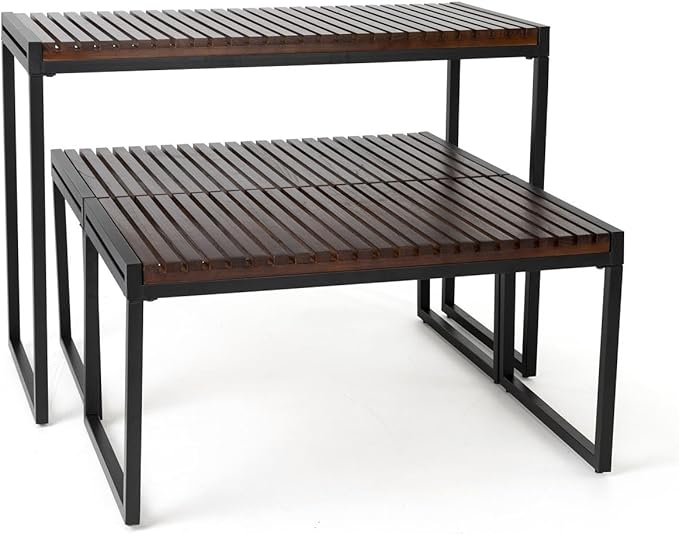 Displays2go Rustic Wooden Nesting Display Tables