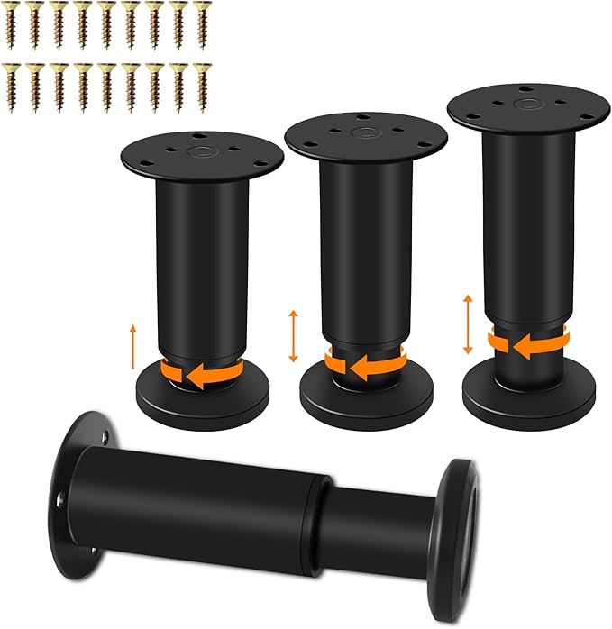 4 Pcs Adjustable Height Furniture Support Legs 4.72-7.48 inch, Metal Adjustable