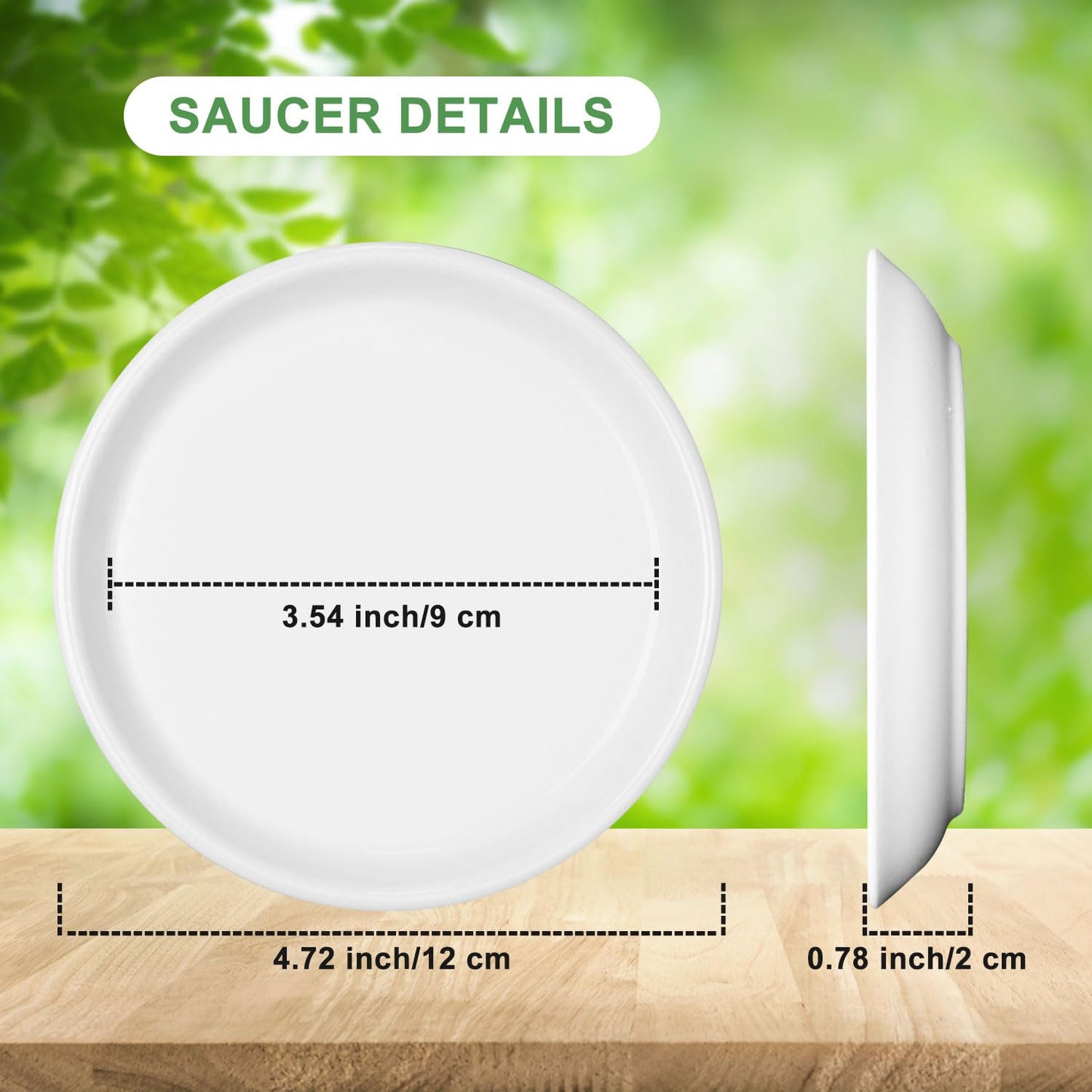 YUFDA 4 Pack Ceramic Plant Saucer Pot Tray 4 Inch, Planter Saucers with Scratch Pad Indoors&Outdoor Durable Sturdy Flower Drainage drip Water Tray for Glazed Pots Base (4.72 Inch-White)