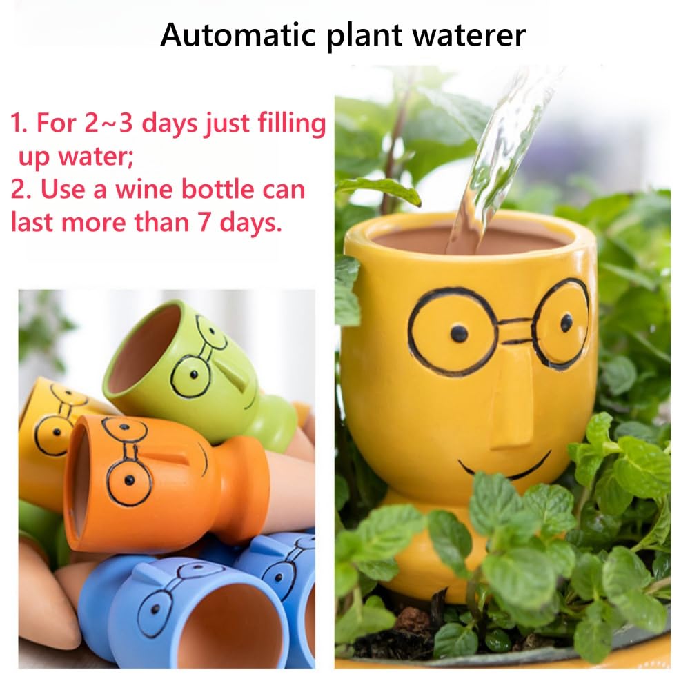 QinSuiKai 4 Pack Plant Watering Devices, Terracotta Watering Spikes, Vacation Self Watering Planter Insert, Automatic Plant Waterer for Indoor Outdoor Plants (Big Head)