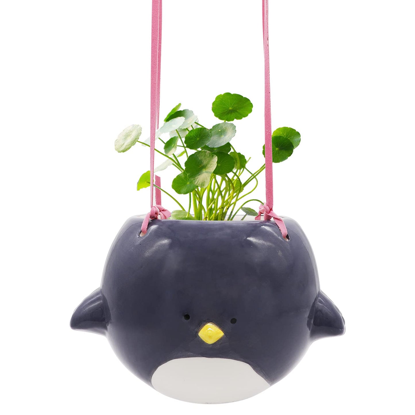Song Qing Ceramic Flying Bird Hanging Planter for Indoor Outdoor Decor Cute Animal Hanging Plant Holder Flower Pot for Succulents Herbs & Small Plants Garden Bonsai with Drainage Hole Gifts for Women