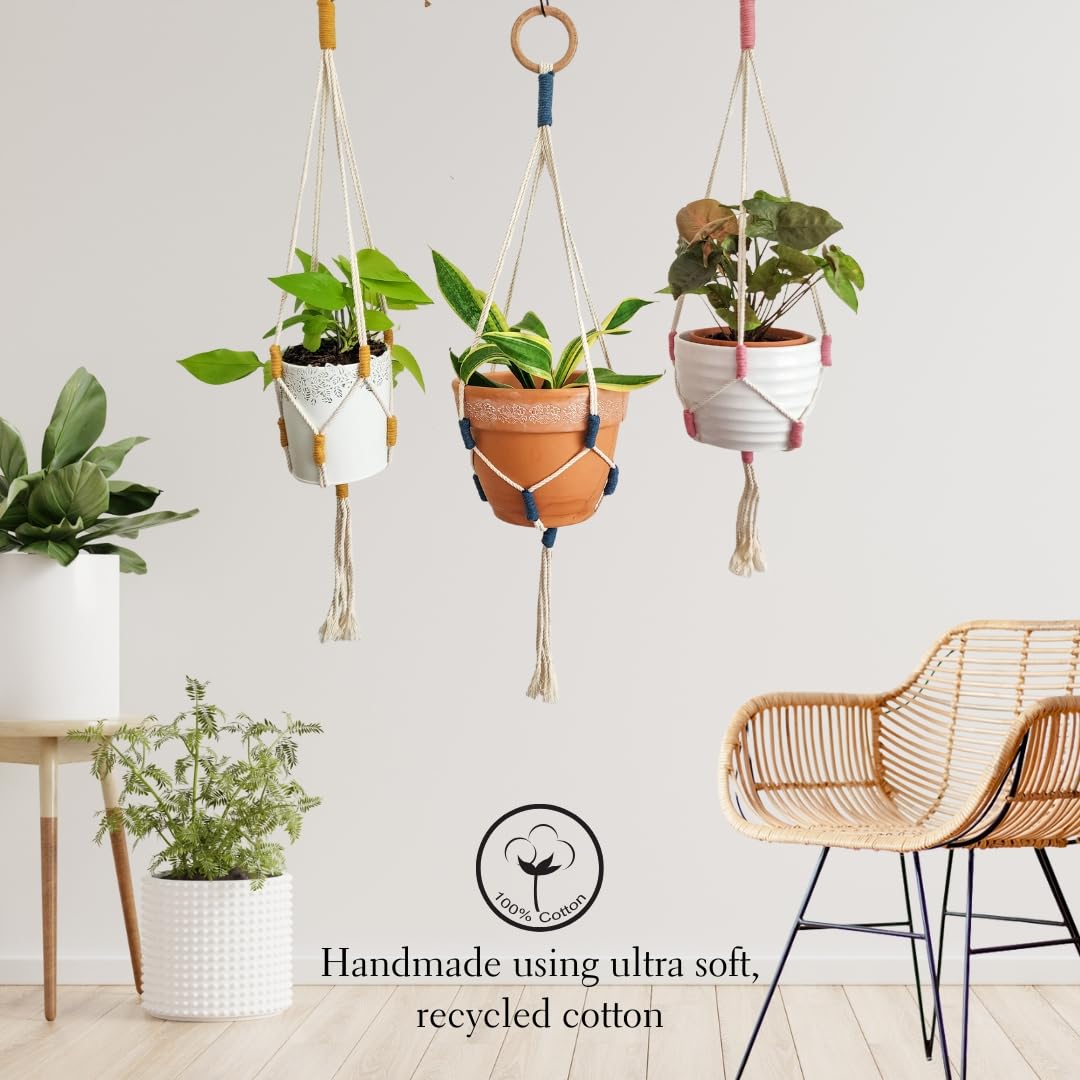 Handmade By Uruba Color Block Plant Hangers (Cozy Oasis)