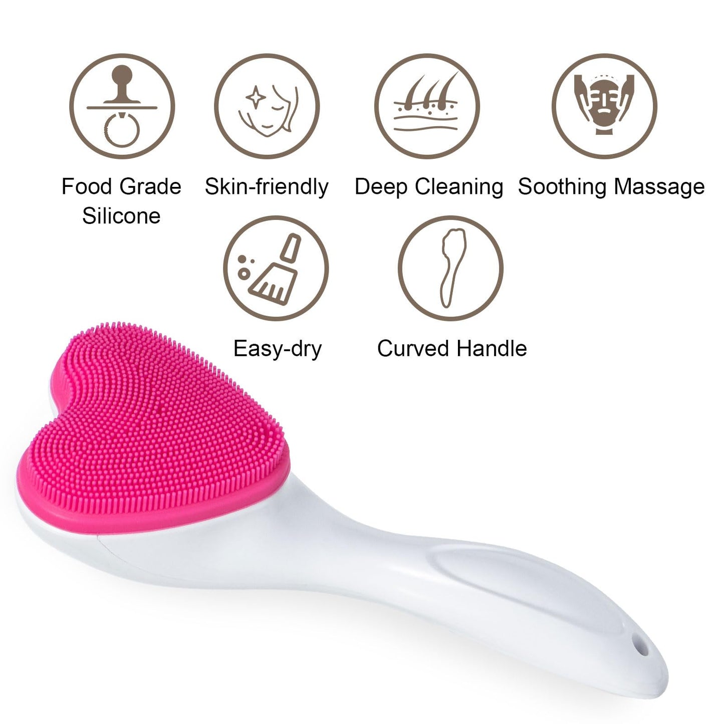 2 Pack Silicone Face Scrubber Exfoliating Brush, Manual Handheld Facial Cleansing Brush Blackhead Scrubber, Soft Bristles Waterproof for Face Skincare (Round-Pink)