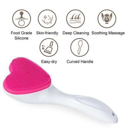 2 Pack Silicone Face Scrubber Exfoliating Brush, Manual Handheld Facial Cleansing Brush Blackhead Scrubber, Soft Bristles Waterproof for Face Skincare (Round-Pink)