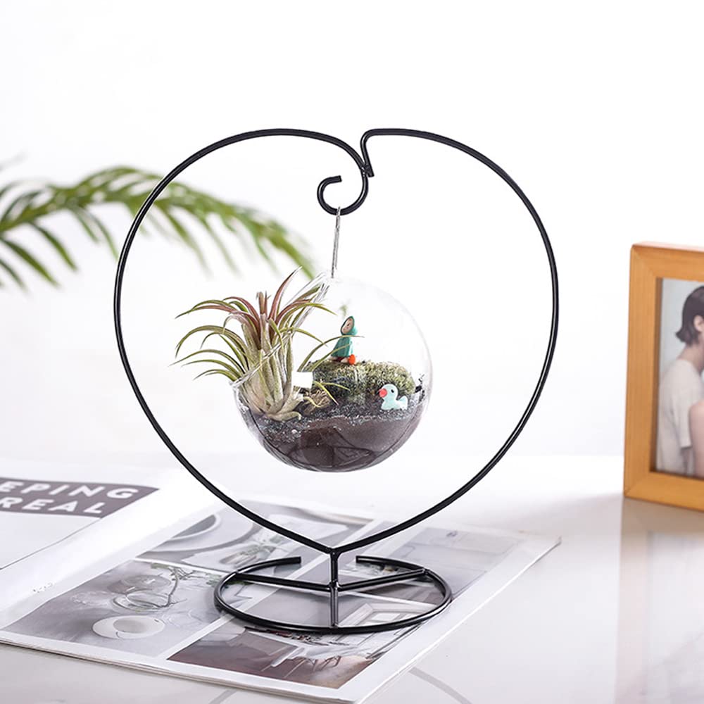 WOCTDTHW Ornament Display Stand Holder Iron Hanger for Chrismas Hanging Glass Globes (Love Shape 10 Pcs)