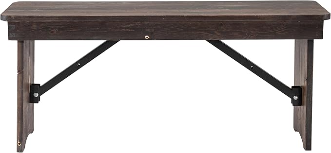 Flash Furniture HERCULES 40" x 12" Folding Farm Bench, Solid Pine Entryway