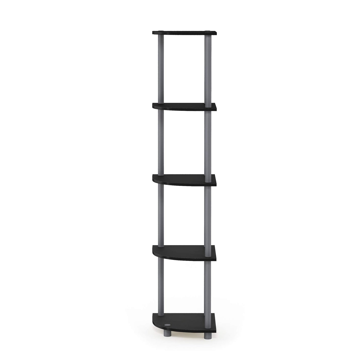 Furinno TURN-N-TUBE Corner Shelf, 5-Tier Corner Bookshelf, Open Storage Shelves, for Organization and Storage, Living Room, Home Office, Garage, Bedroom, Black