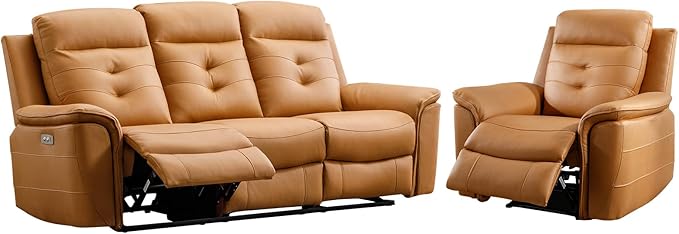 ANJ 2-Piece Oversied Faux Leather Power Recliner Sofa Set