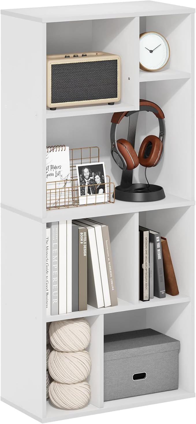 Furinno DALY Book Shelf, 7-Cube Bookshelf, Cube Storage Organizer Bookcase
