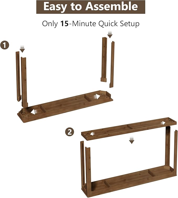Solid Wood Console Table 63", Farmhouse Sofa Table