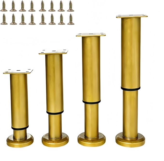 4PCS Adjustable 9.64-16.6 Inch Metal Furniture Legs Brass Furniture Replacement