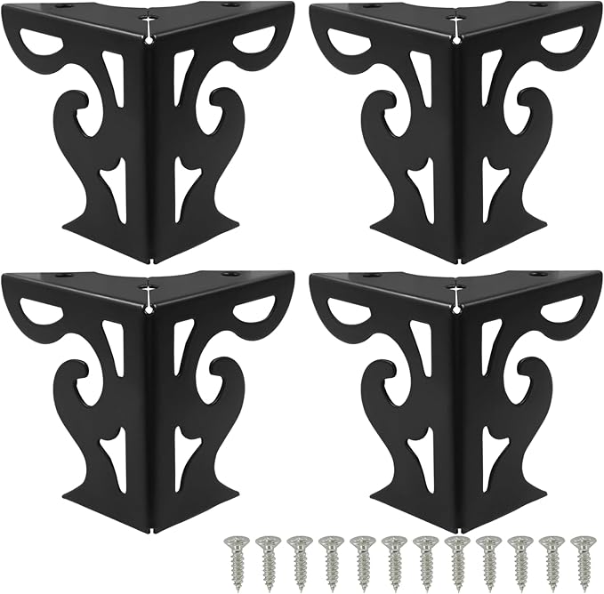 Piutouyar 3 Inch Hollow Out Furniture Legs Set of 4, Modern Triangle Couch Feet