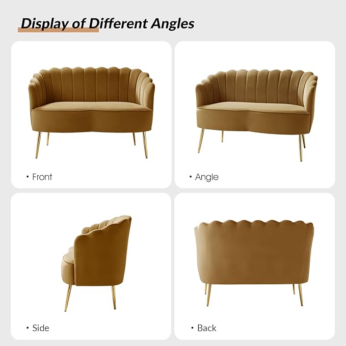 HULALA HOME Modern Velvet Loveseat Sofa