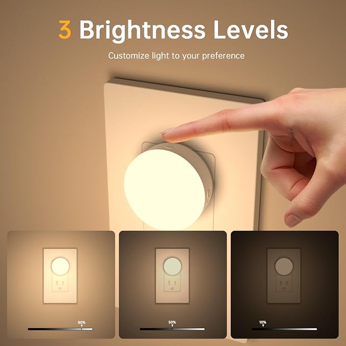 Night Lights Plug in12 Pack,Dim Night Light with 3CCT, Auto Dusk to Dawn Sensor, 3 Brightness Levels, Dimmable Night Light for Bedroom, Stairway, Toilet