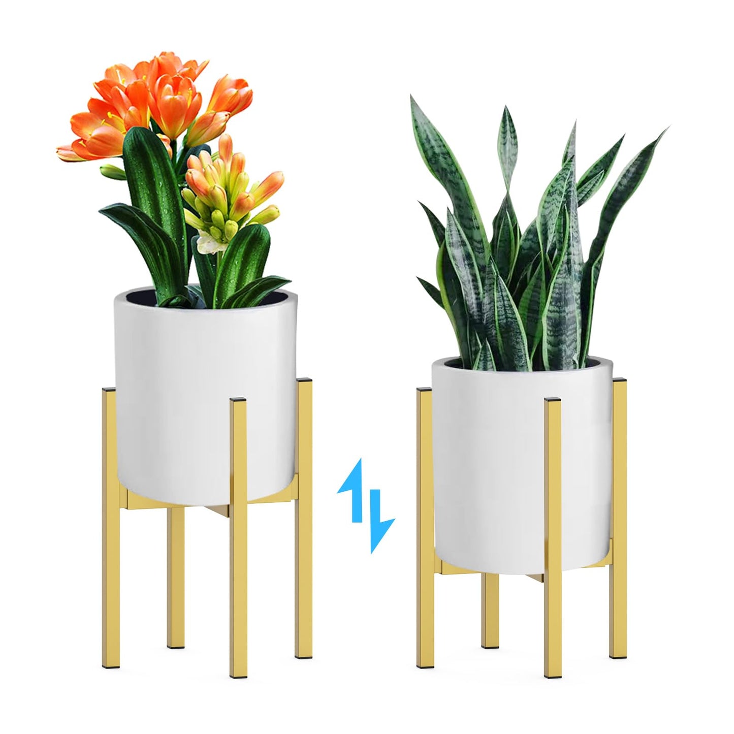 DDPow Heavy Plant Stand for 10"-16" Plant Pot Indoor Outdoor Corner, Adjustable Metal Heavy Duty for Large Pot (Golden 1 Pack)