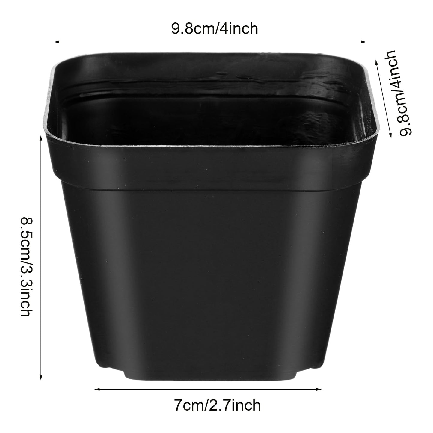 Ubamdom 36 Pcs Nursery Pots 4 Inch, Plastic Seed Starting Pot with Drainage Holes, Sturdy Seedling pots for Planting, Succulents, Transplanting, Cuttings (Black)