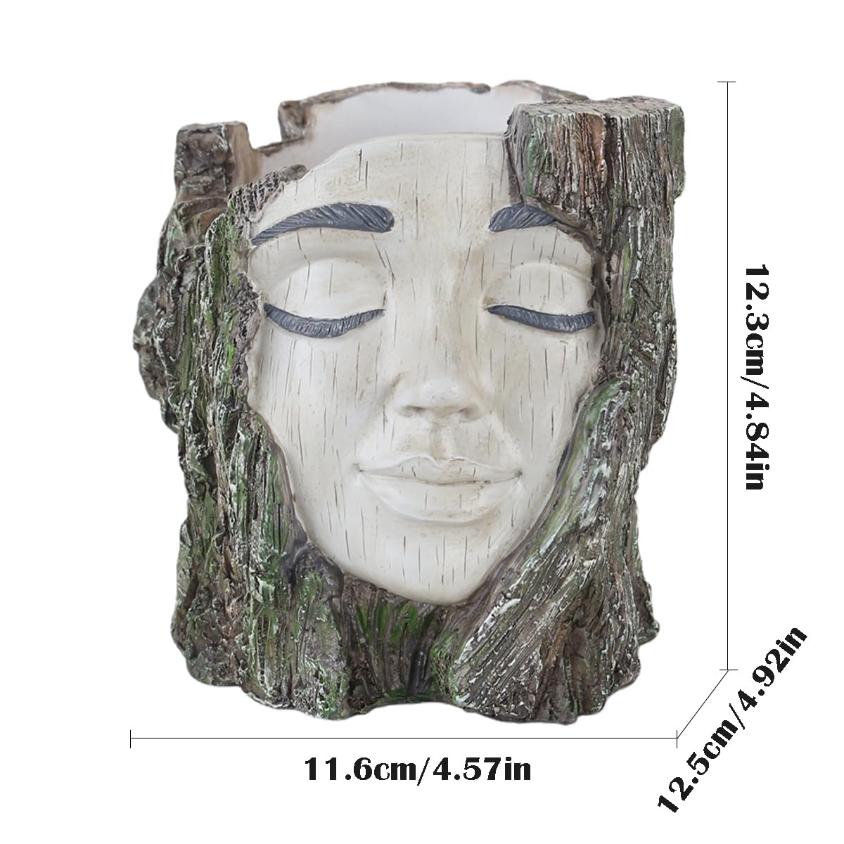 YOYLMAL Tree Stump Face Planter Pot, 4.9” Resin Women's Head Succulent Planter for Indoor Outdoor Plants, Unique Flower Pot with Drainage Hole, Gifts for Women Mom