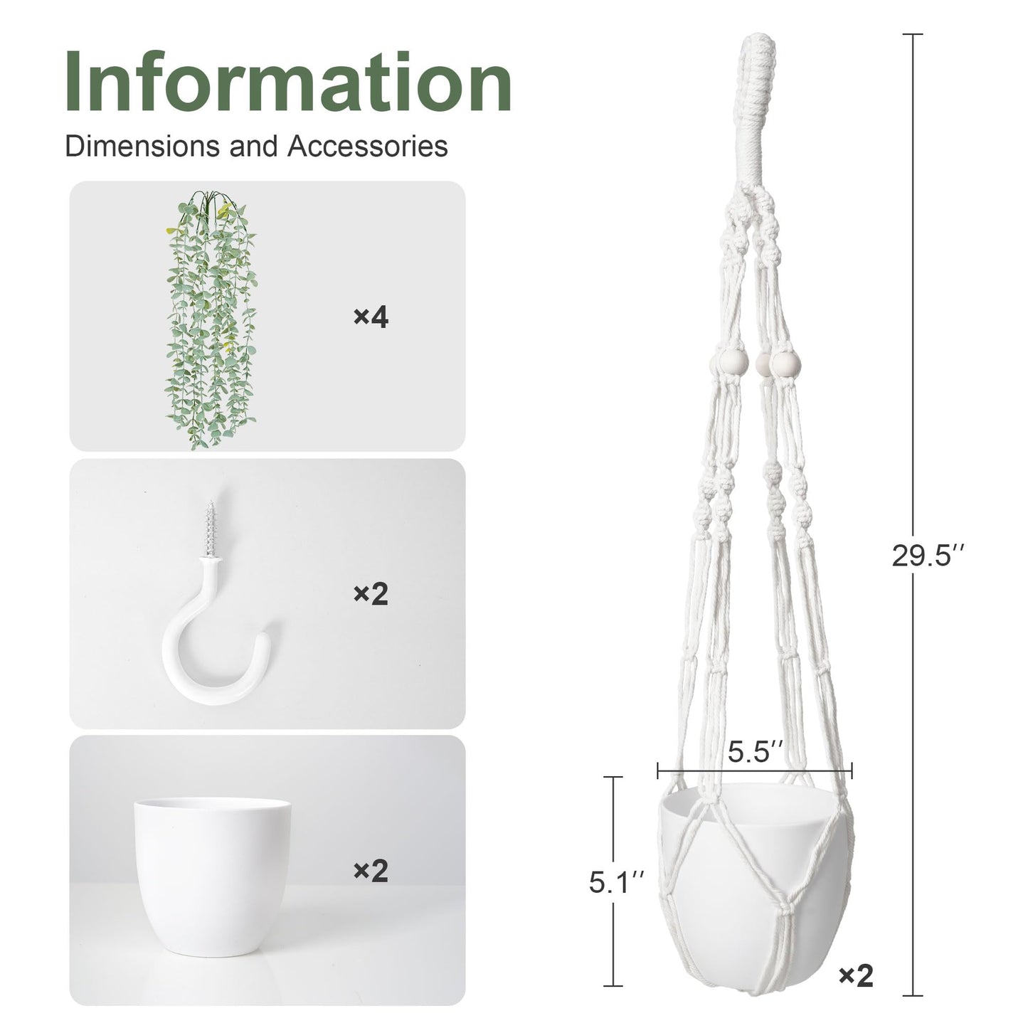 DREAMLOOM 2 Packs Fake Hanging Plants with Pots, Artificial Eucalyptus Hanging Plants with Macrame Hanger for Indoor Decor, Fake Hanging Vines Faux Greenery for Home Kitchen Office