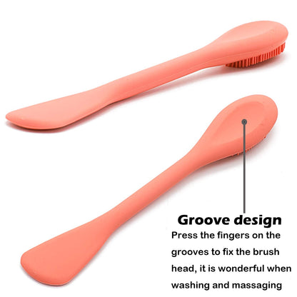 Facial Cleansing Brush, 2 in 1 Silicone Face Mask Brush & Face Scrubber, For Exfoliating, Massaging, Remove Blackheads, Makeup Skincare Removal, Applicator for Mud, Clay, Body Lotion, DIY Mask
