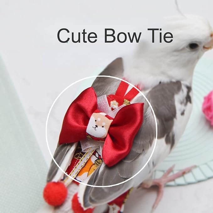 Bird Flight Suits Diapers, Parrot Flight Suits Diapers for Monk Parakeets, Cockatiels Flight Suits, Parrot Clothes, Bird Training Nappy Suit Liners Clothes (S, Red-D)
