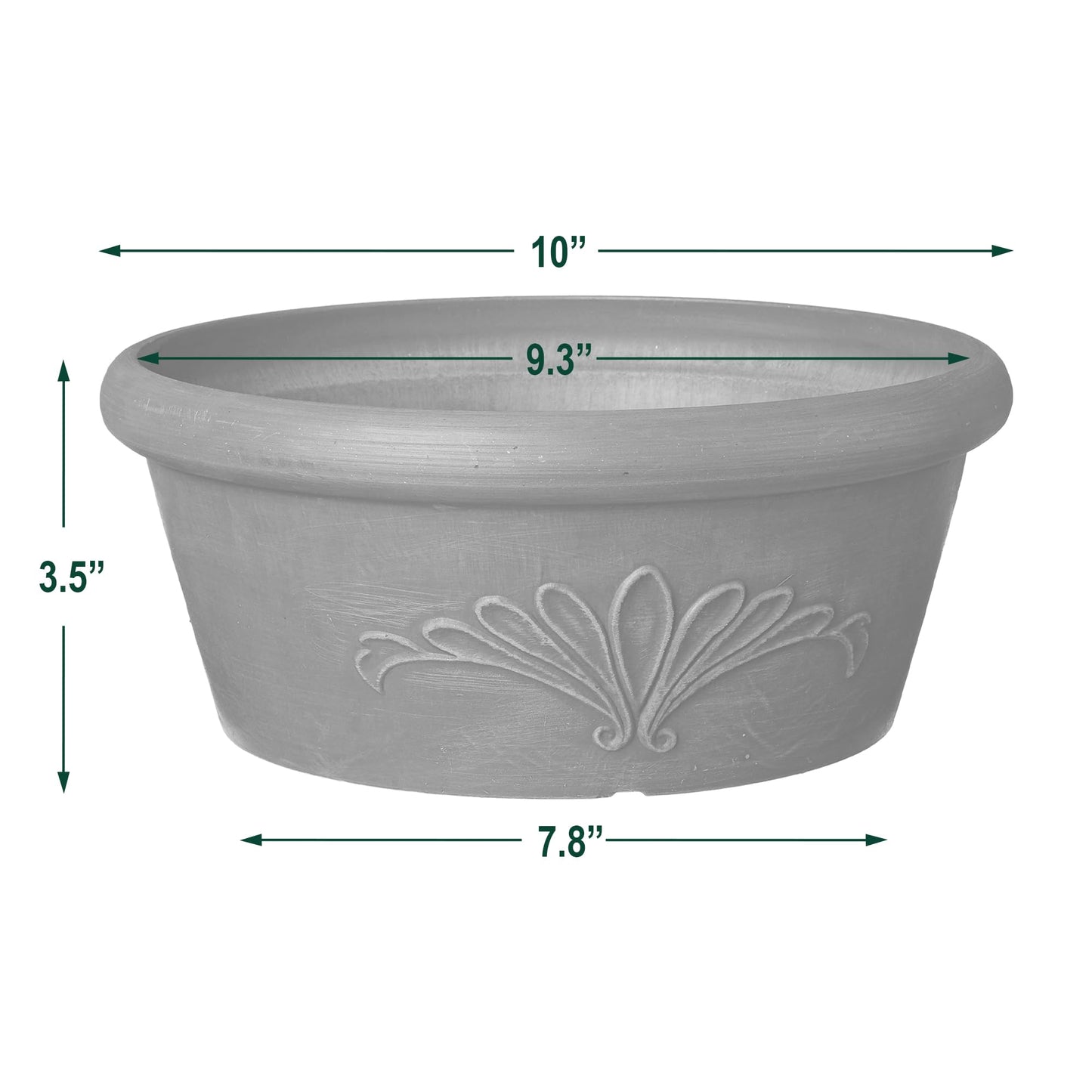 Arcadia Garden Products PSW Pot TA25DC Collection Shallow Bulb Pan Planter Dish Low Bowl for Succulents, Bonsai, Fairy Gardens, Herbs, 10-inch, Dark Charcoal, 10"x3.5"