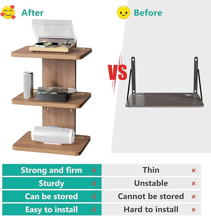 WALI Floating TV Shelf, 3 Tier Projector Shelf