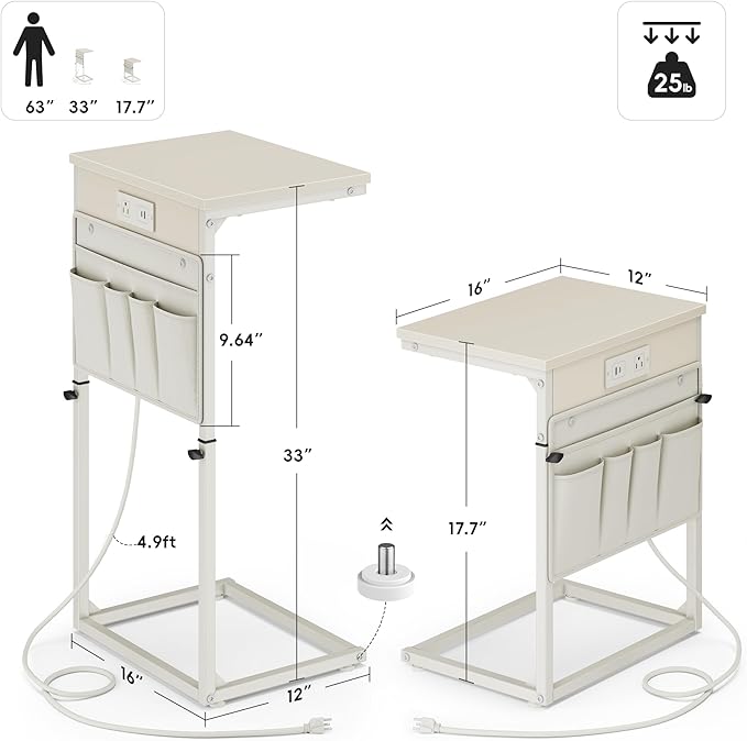 Vagusicc C-Shaped End Table