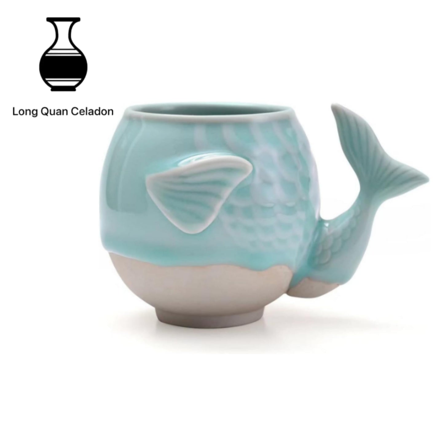 Whale Succulent Planter Gift – Handmade Longquan Celadon Ceramic Plant Pot, Cute Small Planter for Desk Window Decor, Housewarming Birthday Gift for Women Plant Lovers