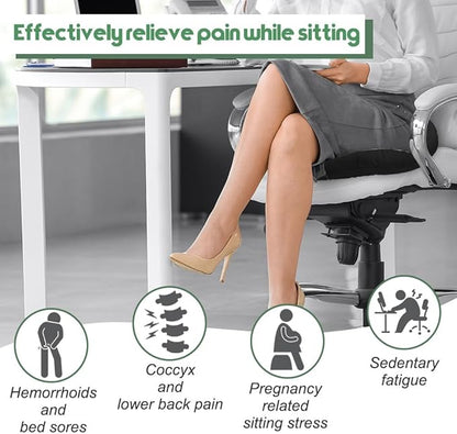 Stuffed Donut Pillow Seat Cushion | for Tailbone and Coccyx Pain, Hemorrhoids, Bed Sores, Pregnancy, Prostate, Surgery Recovery, Sitting Pressure Relief, for Home, Office and Car (Black)