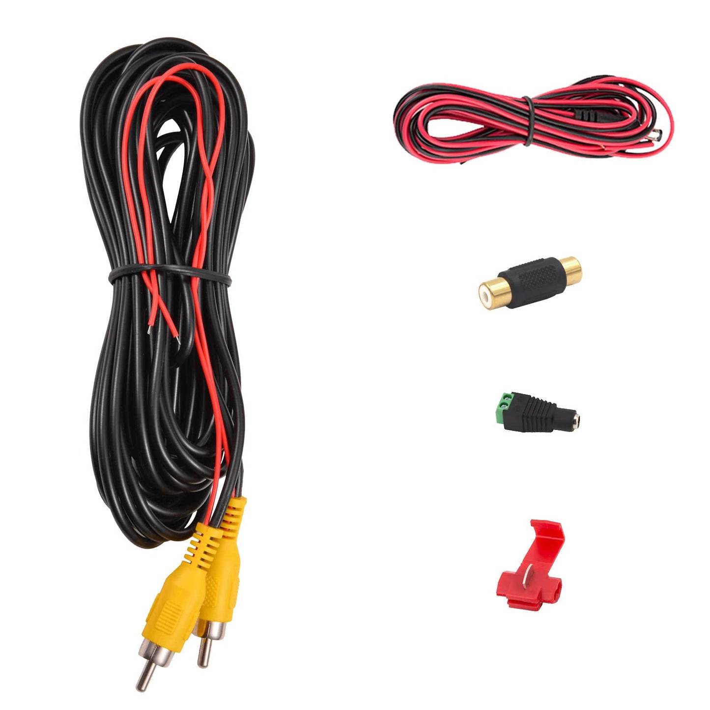 DALLUX Backup Camera RCA Video Cable,CAR Reverse Rear View Parking Camera Video Cable with DC Power Cable & RCA Connector, DC Power Adapter, Cable Clip (33FT/10 Meters)