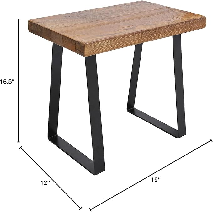 Home Soft Things Natural Old Pine Wood Rectangle Entryway Bench, Sturdy Hand