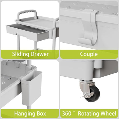 Sorgion 5 Tier Rolling Cart Organizer,Bathroom Cart Organizers with Wheels Laundry Room Organization Mobile Shelving Unit Utility Cart Storage Shelves Multi-Functional for Office, Home(Grey)