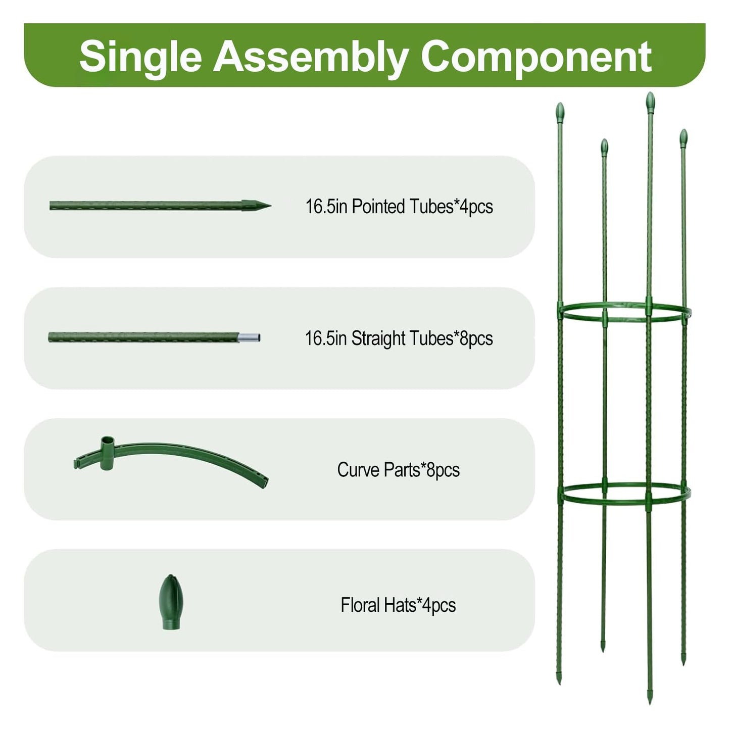 Wikdey Tomato Cages for Garden&Pots, 2 Pack 50" Plant Support Trellis for Tomatoes, Cucumbers, Beans | Heavy-Duty Steel with Rust-Proof Coating | Garden Stakes for Outdoor Indoor Plants
