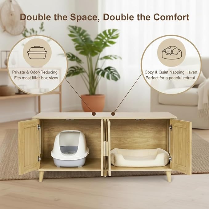 Homhedy Boho Cat Litter Box Enclosure