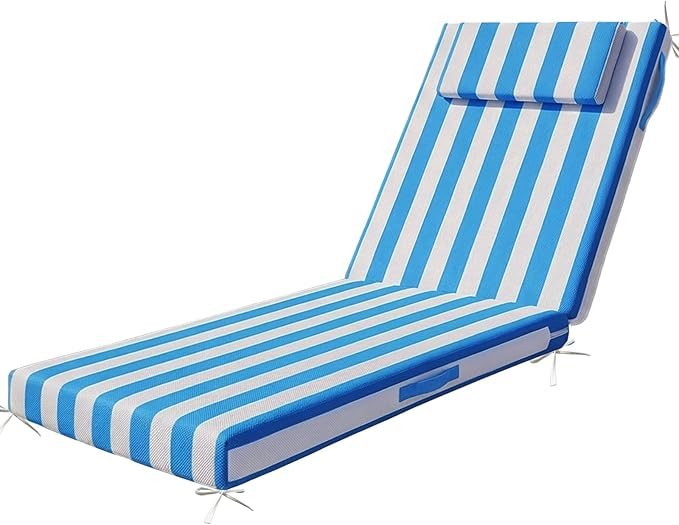 Outdoor Chaise Lounge Cushions, 71x21 Inch Olefin Water & Fade Resistant Pool